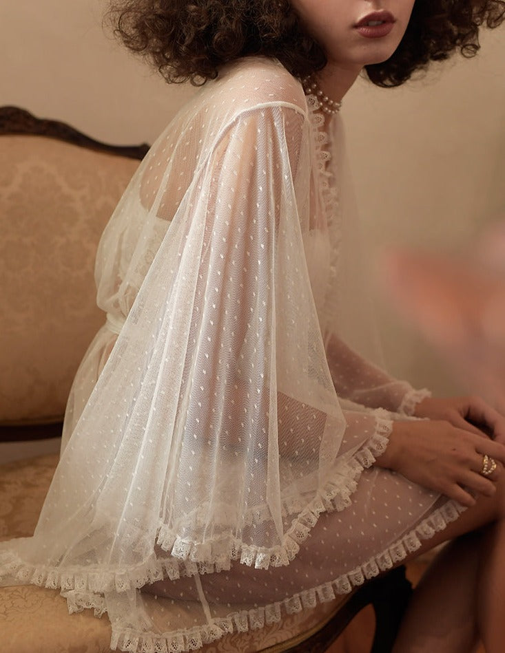 Milky Soft Mesh Robe with Panty