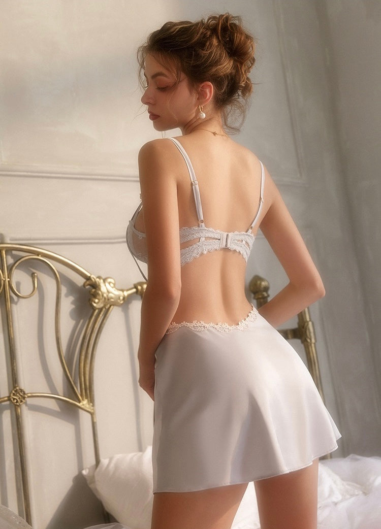 Lina Sexy Satin Lace Nightdress