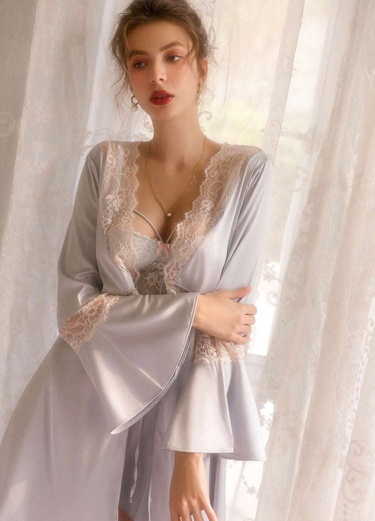 Lina Sexy Satin Lace Nightdress