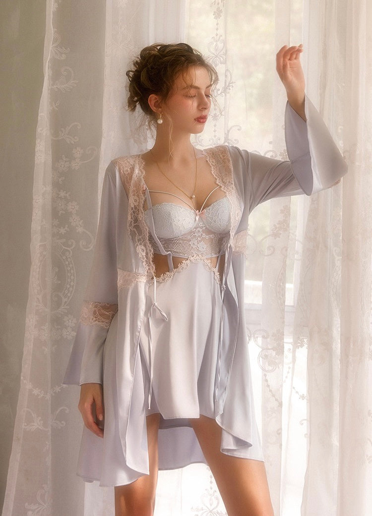 Lina Sexy Satin Lace Nightdress
