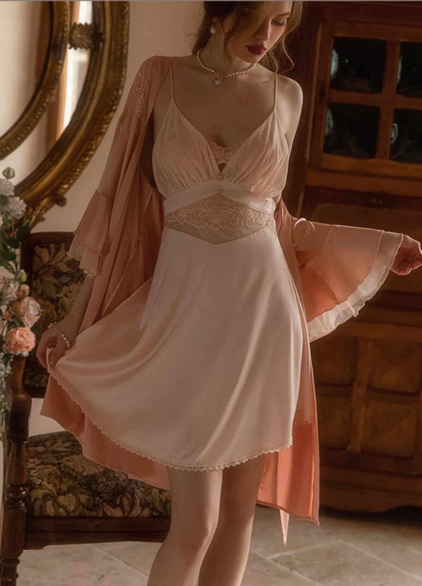 Lisa Silk Padded Slip Nightdress Set