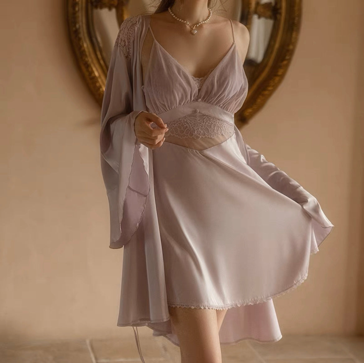 Lisa Silk Padded Slip Nightdress Set