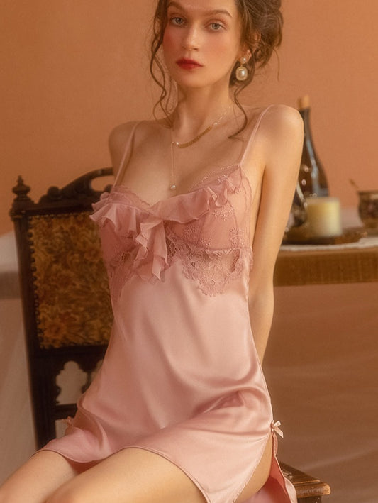 Ayla Florie Satin Nightdress - Pink