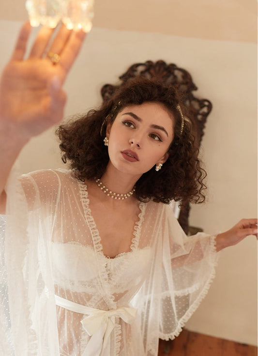 Milky Soft Mesh Robe with Panty