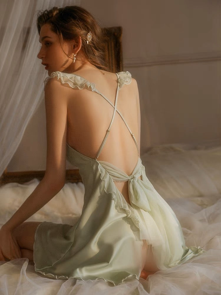 Bess Sexy Satin Lace Nightdress